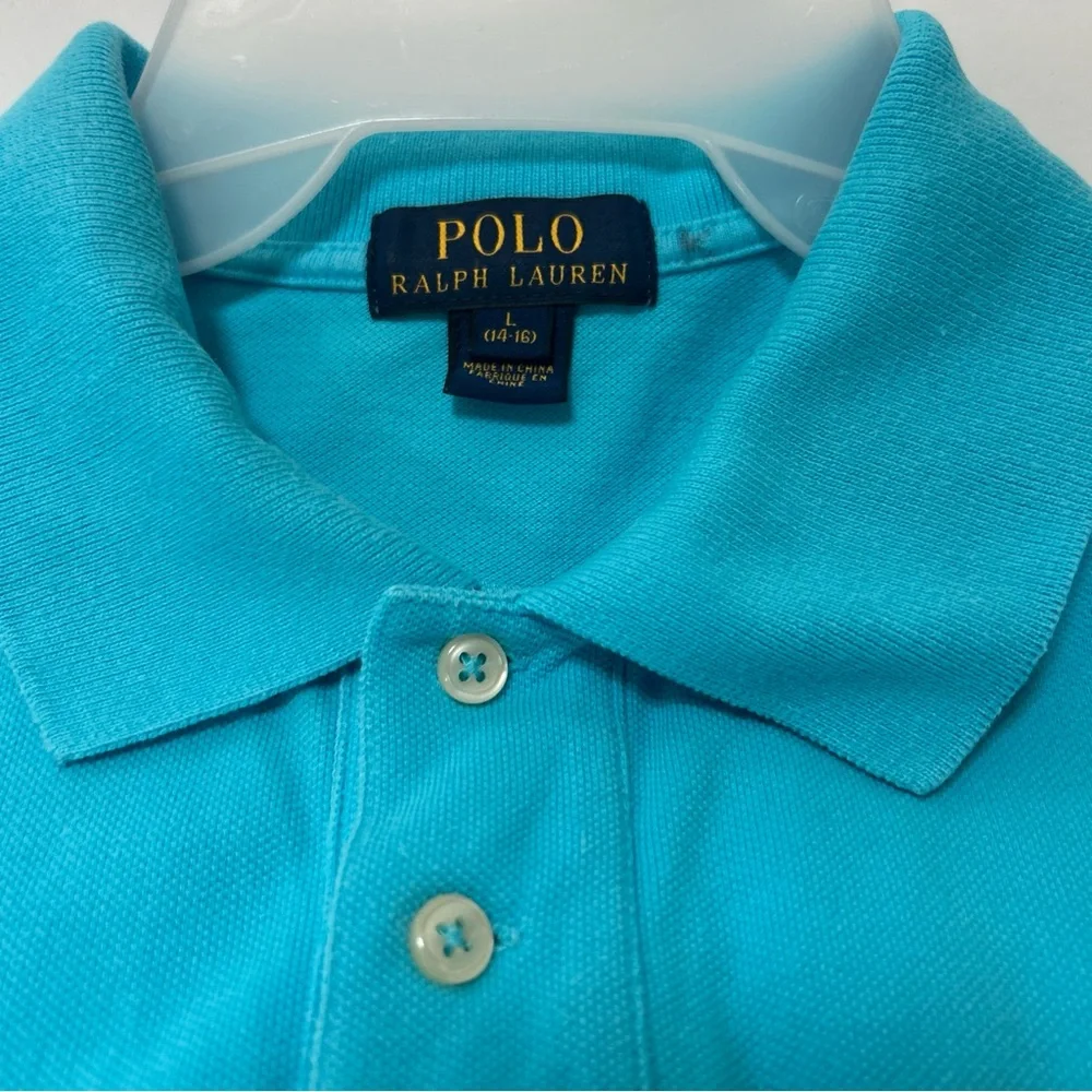 Polo by Ralph Lauren Men’s Boys Youth Teal Short-Sleeve Polo Shirt Sise‎ 14-16 L